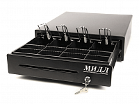 Денежный ящик Мидл 1.0/К  механич., 380*330*90, черный, малый  МИДЛ - торговое оборудование.