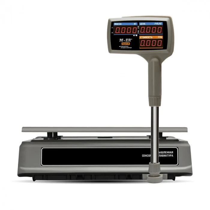Весы торговые MERTECH M-ER 328 ACP-15.2 "TOUCH-M" LED RS232, USB (325x230 мм) Стойка, сенсор. клав.