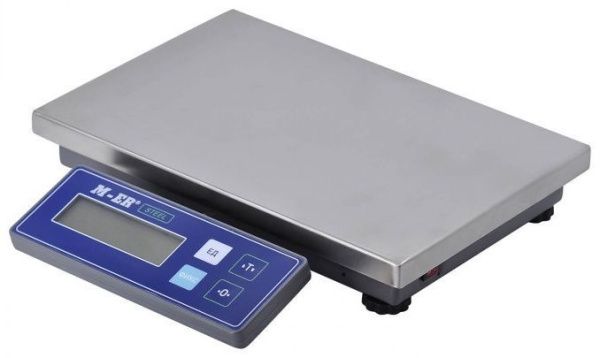 Фасовочные весы MERTECH M-ER 224 AF-32.5 STEEL LCD USB (325х275 мм). Ультратонкие, сьемный дисплей,  MERTECH - торговое оборудование.
