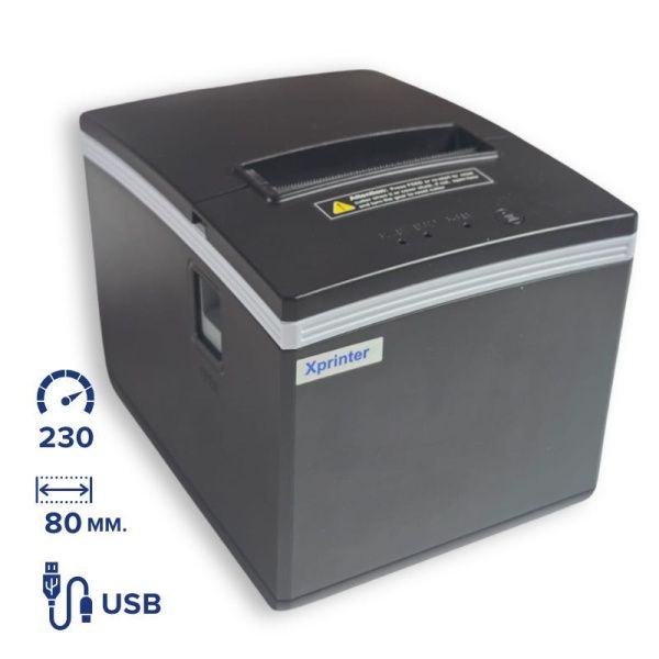 Принтер чеков  XPrinter XP-E200L  USB 80 мм, автообрезка, печать ЛОГОтипа