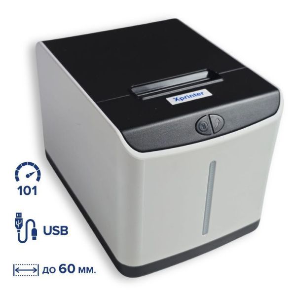 Принтер этикеток и чеков XPrinter XP-Q271U белый, 203 dpi, USB, 60 мм печать, термопечать, 2 в 1 