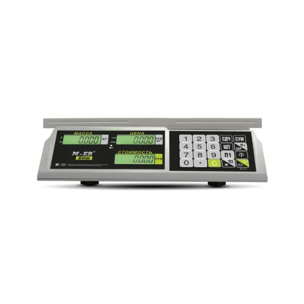 Весы торговые MERTECH M-ER 326 AC-15.2 "Slim" LED Белые (325x230 мм, АКБ до 4 мес.) MERTECH - торговое оборудование.