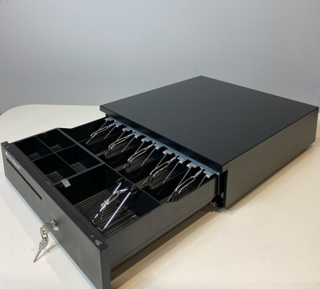  Денежный ящик Microinvewst LB-4042  автомат. 9V (работает с ККМ), 405*420*100, черный, большой  фото в интернет-магазине Бизнес РОСТ  - торговое оборудование.