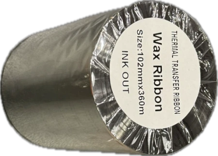  Красящая лента. Рибон. 102мм/360м WAX   d 2.54 см/1 дюйм   намотка OUT  фото в интернет-магазине Бизнес РОСТ  - торговое оборудование.