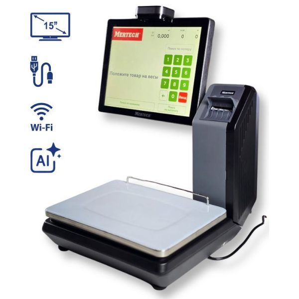 Весы с печатью этикеток M-ER 725 PM-15.2 (AI,15" Сенсорный, USB, Ethernet, Wi-Fi). Автома. распознов