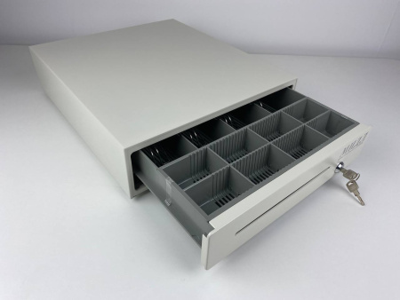  Денежный ящик Мидл 1.0/К  механич., 380*330*90, серый, малый  МИДЛ фото в интернет-магазине Бизнес РОСТ  - торговое оборудование.