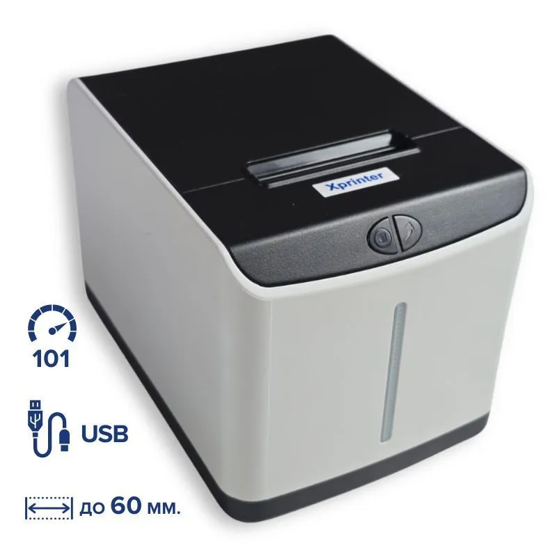 Принтер этикеток и чеков XPrinter XP-Q271U белый, 203 dpi, USB, 60 мм печать, термопечать, 2 в 1 