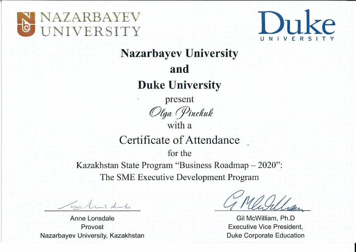 Nazarbaev Universitet and Duke University Пинчук Ольга